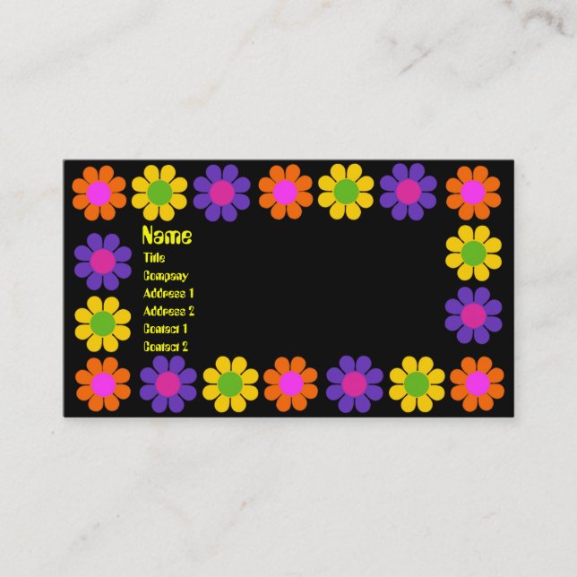 Retro Flower Power Business Card (Front)