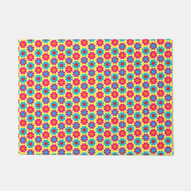 Retro Flower Power Doormat (Front)