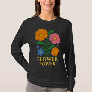Retro "Flower Power" Floral Design T-Shirt