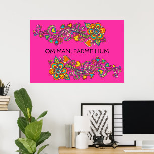 Retro Flower Power Tendrils Border 18 + your text Poster
