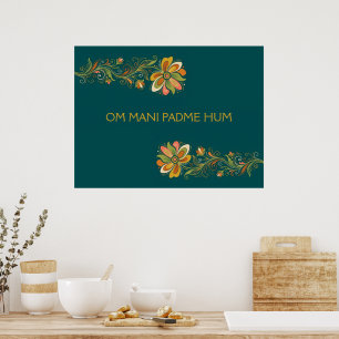 Retro Flower Power Tendrils Border 1 + your text Poster
