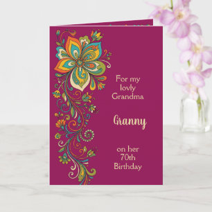 Retro Flower Power Tendrils Border 2 Card