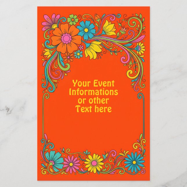 Retro Flower Power Tendrils - Label Frame 1 Flyer (Front)