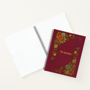 Retro Flower Power Tendrils - Label Frame 8 Notebook