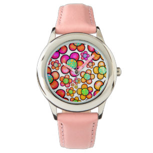 Retro flower rainbow-girl power  watch