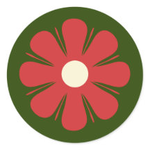 Retro Flower Simple Christmas Red Green Cream