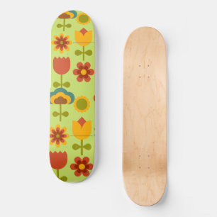 Retro Flower Skateboard Deck- Skateboard