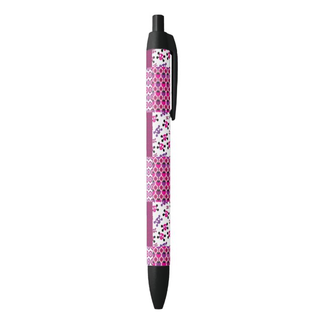 Retro flower skull polka dot black ink pen (Bottom (Vertical))