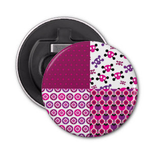 Retro flower skull polka dot bottle opener