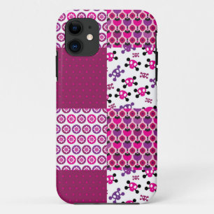 Retro flower skull polka dot iPhone 11 case