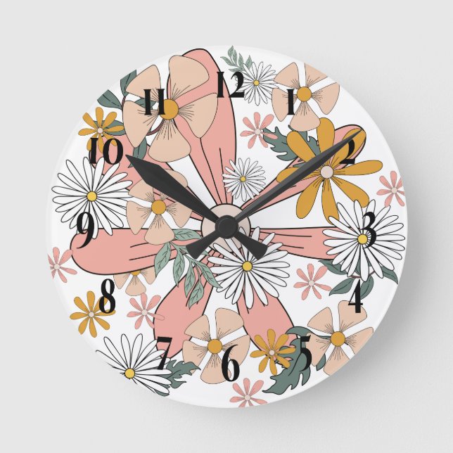 Retro Flower Wall Clock (Front)