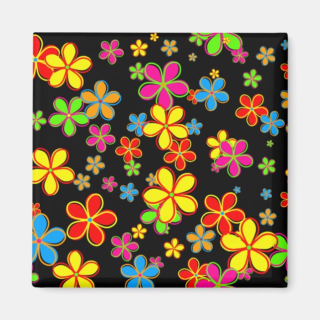 Retro Flower Wallpaper Magnet (Front)