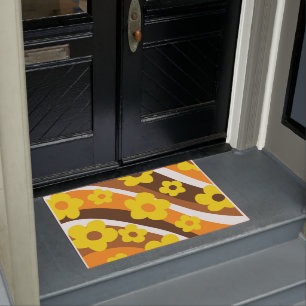 Retro Flower Wave #1 #retro #decor #art Doormat