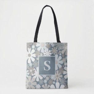 Retro Flowers 60s 70s Aesthetic Floral Pattern Tote Bag