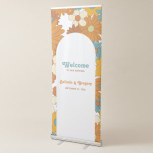 Retro Flowers 60's 70's Arch Wedding Welcome Sign