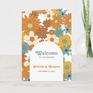 Retro Flowers 60's 70's  Wedding Order of Service Programme