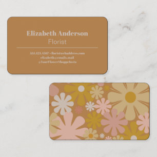 Retro Flowers 60s Aesthetic Vintage Modern  Business Card