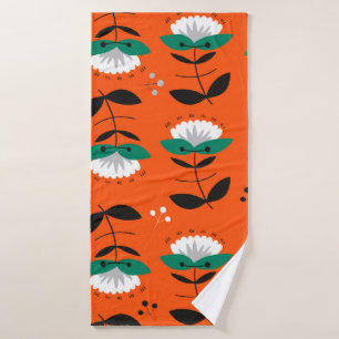 Retro flowers and leaves seamless pattern.  bath towel
