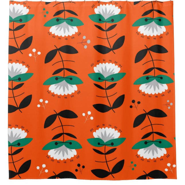 Retro flowers and leaves seamless pattern.  shower curtain (Front)
