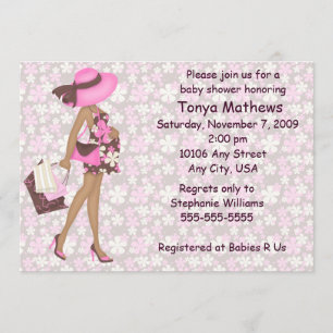 Retro Flowers Baby Shower Invitation (Pink AA)
