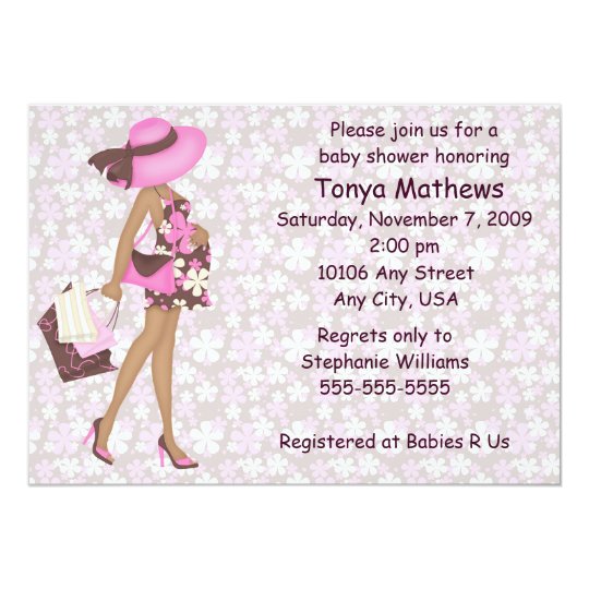 Retro Flowers Baby Shower Invitation (Pink AA)