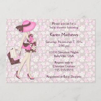 Retro Flowers Baby Shower Invitation (Pink CA)