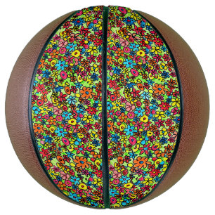 Retro flowers basketball