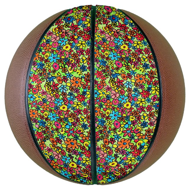 Retro flowers basketball (Vertical)