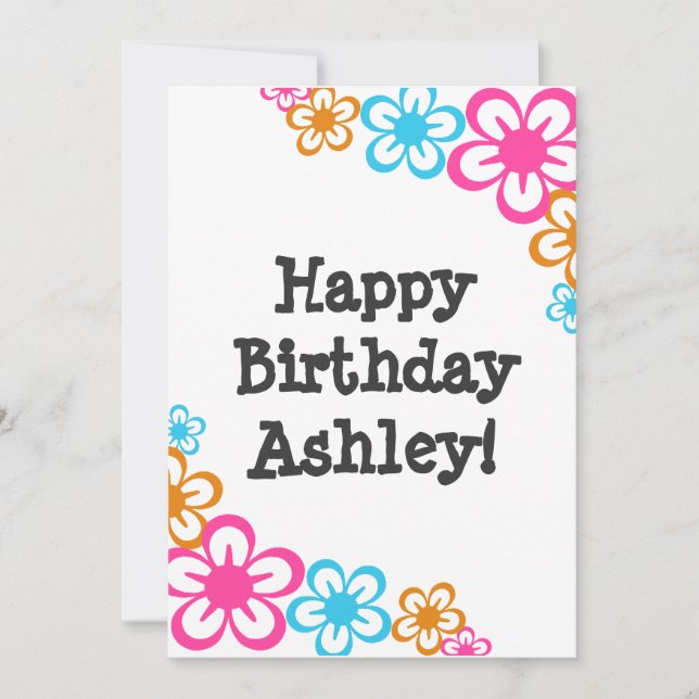 Retro Flowers Birthday Invitation (Front)