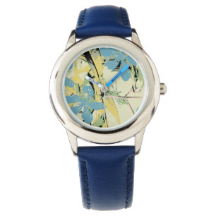 Retro Flowers (blue and yellow) Watch