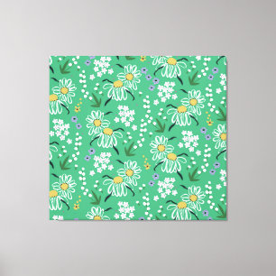 Retro Flowers, Botanical Seamless Pattern. Canvas Print