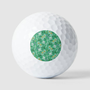 Retro Flowers, Botanical Seamless Pattern. Golf Balls