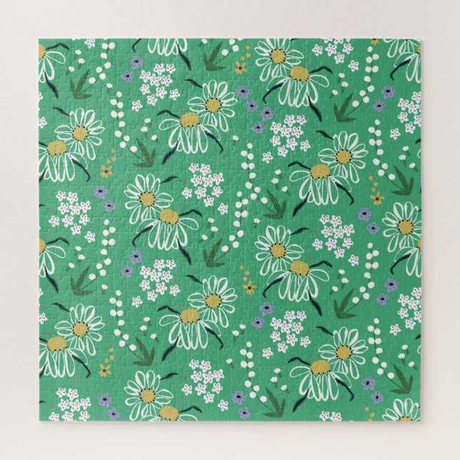 Retro Flowers, Botanical Seamless Pattern. Jigsaw Puzzle (Vertical)