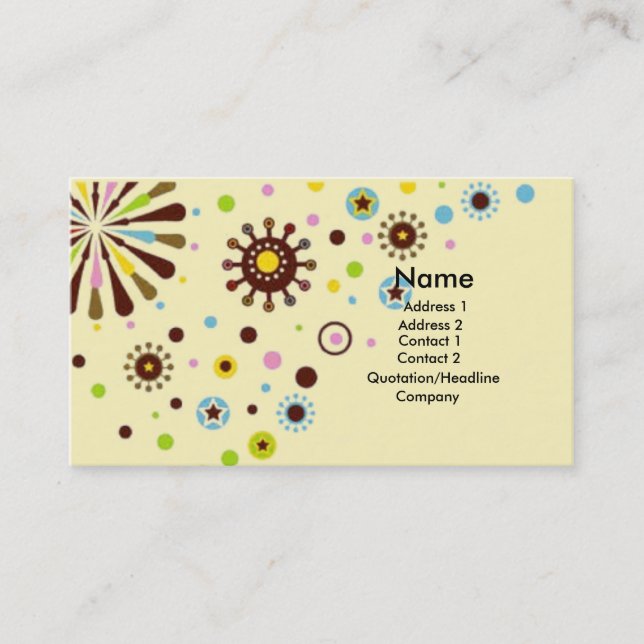 Retro flowers business card (Front)