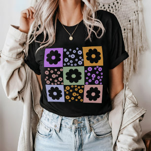 Retro Flowers Chequered T-Shirt