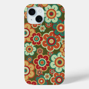 Retro Flowers Cute Daisies Blossoms Pattern Fun iPhone 15 Case