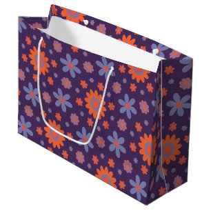    Retro Flowers Cute Fun 70s Hippie Daisy Pattern Large Gift Bag