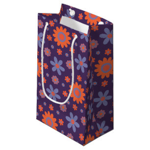 Retro Flowers Cute Fun 70s Hippie Daisy Pattern Small Gift Bag