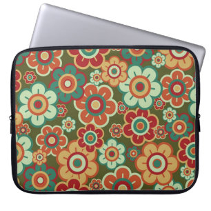Retro Flowers Daisies Pattern Trendy Laptop Sleeve