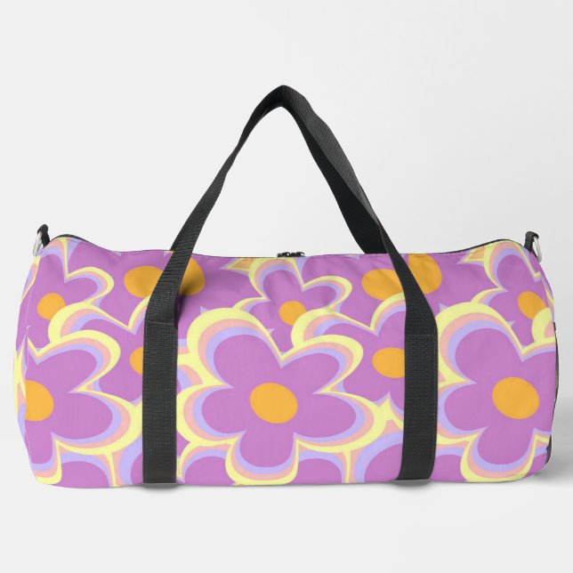 Retro Flowers Duffle Bag (Front)