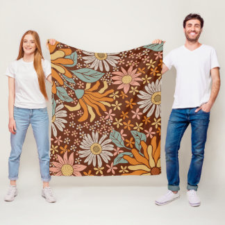 Retro' flowers fleece blanket
