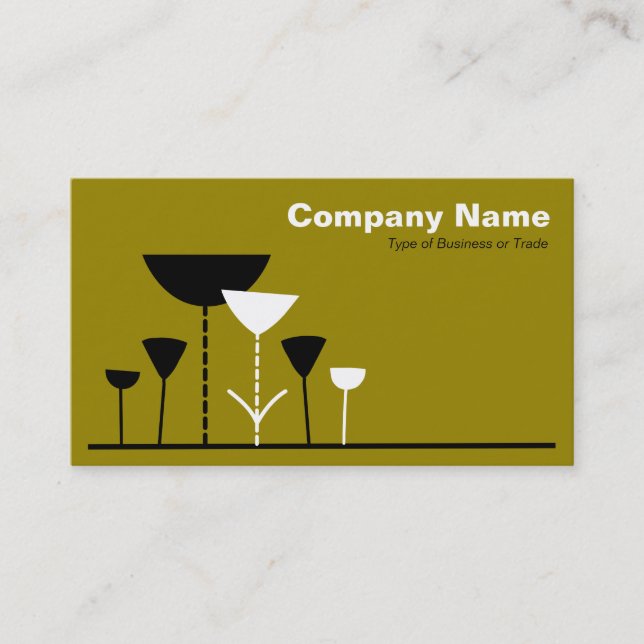Retro Flowers - Golden Brown Business Card (Front)
