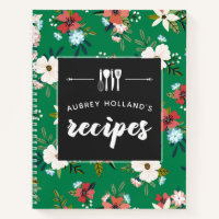 Retro Flowers Green Coral Floral Pattern Recipes