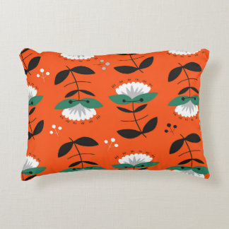 Retro flowers, leaves: seamless pattern. decorative cushion