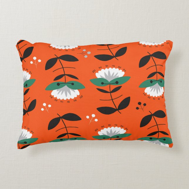 Retro flowers, leaves: seamless pattern. decorative cushion (Front)