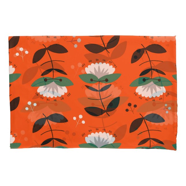 Retro flowers, leaves: seamless pattern. pillowcase (Front)
