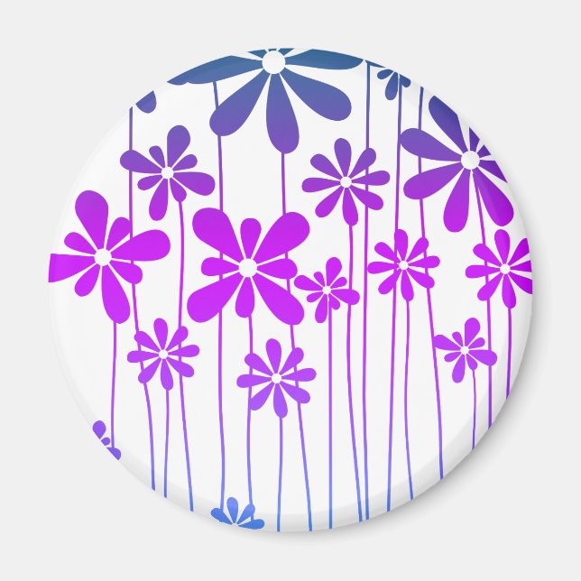 Retro Flowers Magnet (Front)