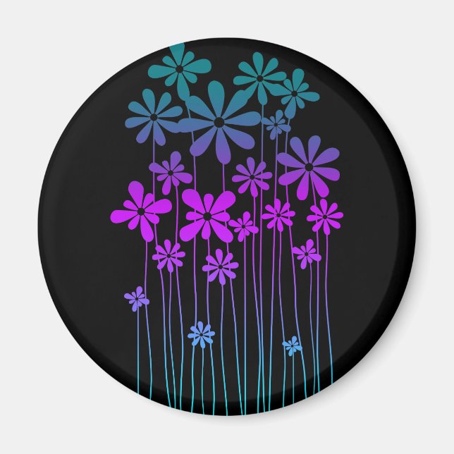 Retro Flowers Magnet (Front)