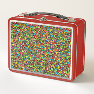Retro flowers metal lunch box