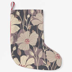retro flowers on a dark background in seamless pat small christmas stocking
